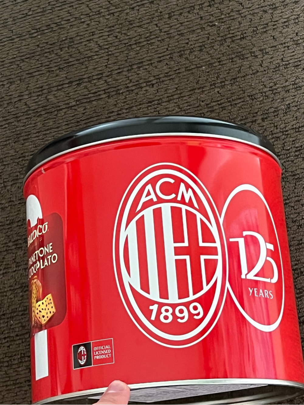 AC Milan 125th Anniversary Balocco Panettone Metal Tin Empty Cookie Storage Box